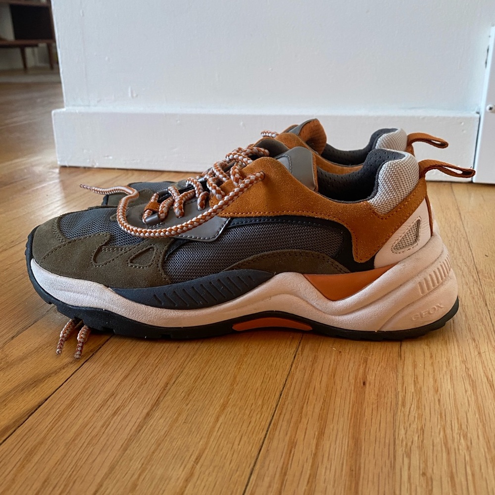 Geox Olive Green and Tan Chunky Sneakers